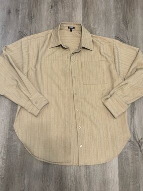 Express Boyfriend Portofino Tan Pinstripe Button-Up Shirt